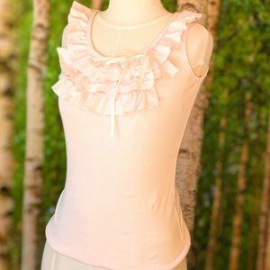Ruffles!  and a Pretty Little Bow on a Pastel Pink Tank Top